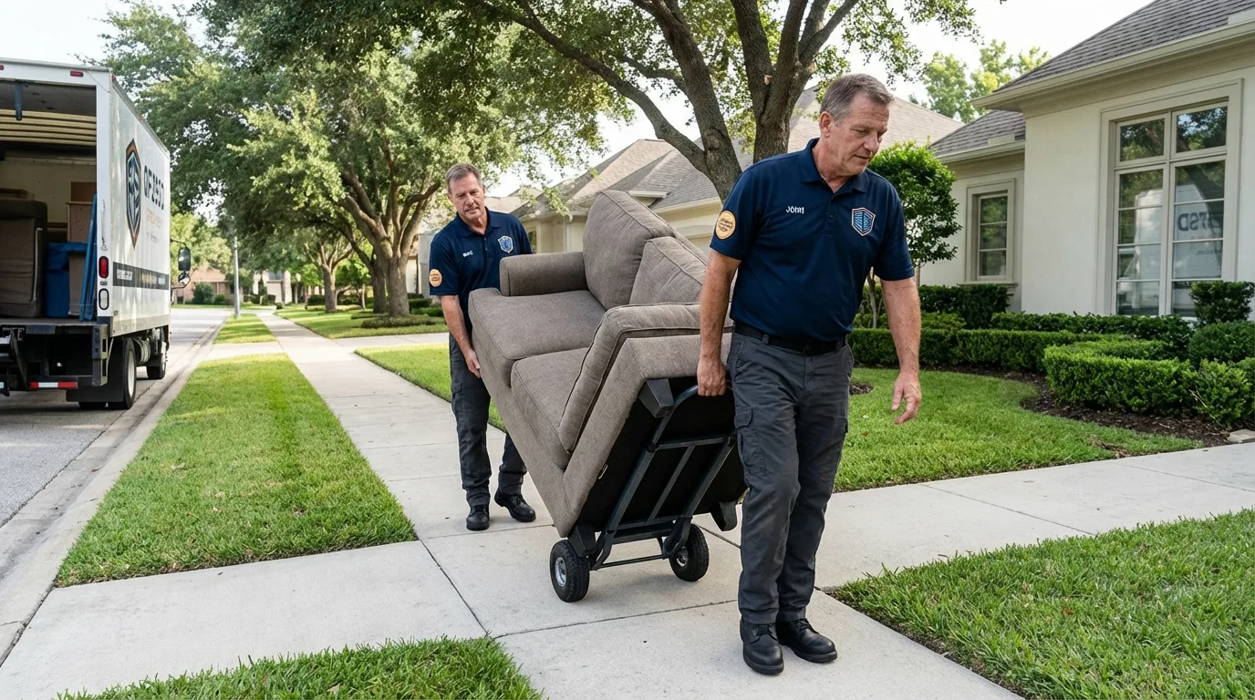 Local residential moving crew loading furniture in Wellsville, MO