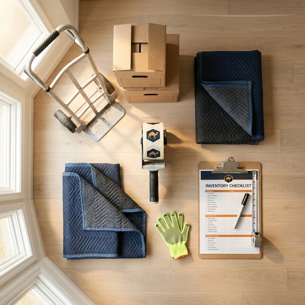 Professional moving supplies and packing materials layout for Wellsville residential relocations